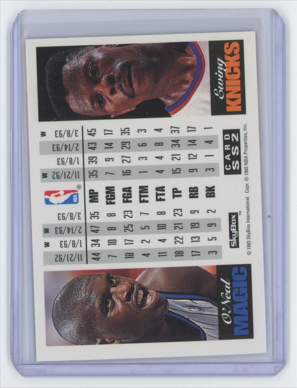 1993-94 SkyBox Shaquille O'eal/Patrick Ewing Basketball Card Orlando Magic #SS2
