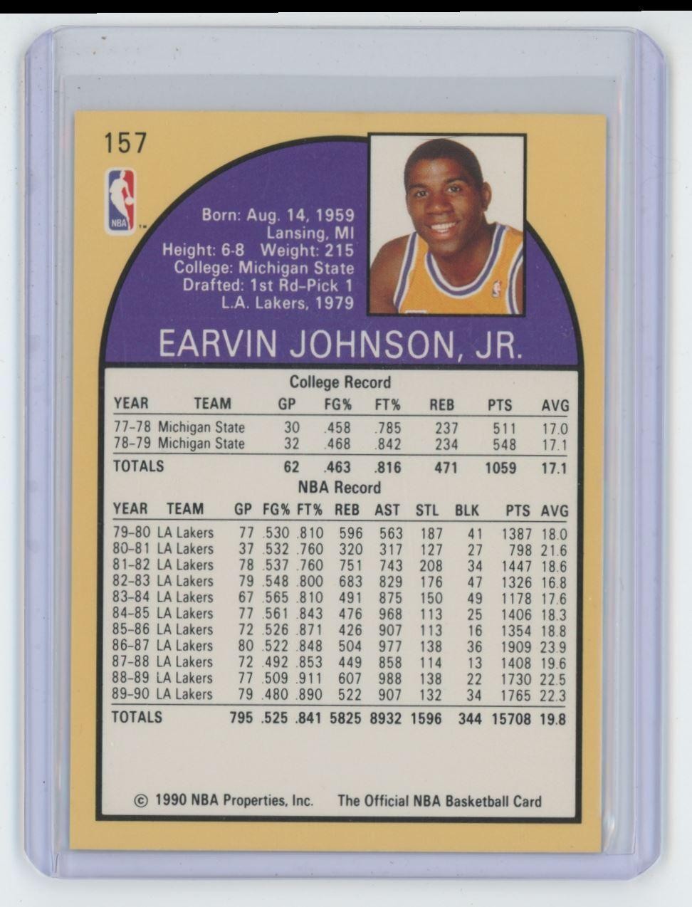 1990-91 Hoops Magic Johnson Basketball Card Los Angeles Lakers #157