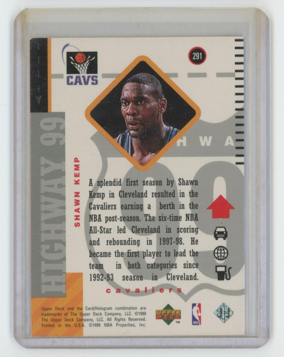 1999-00 Upper Deck Highway 99 Shawn Kemp Basketball Card Cleveland Cavaliers