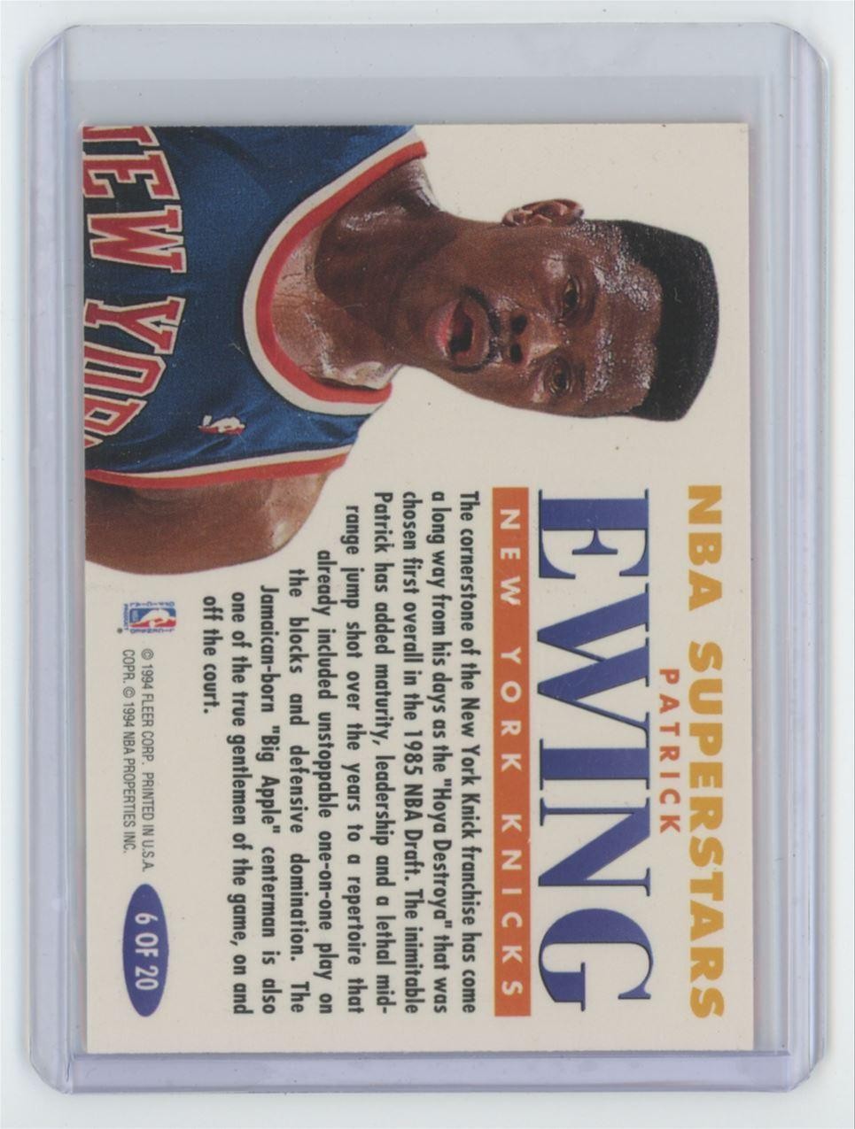 1993-94 Fleer Superstars Patrick Ewing Basketball Card New York Knicks #6