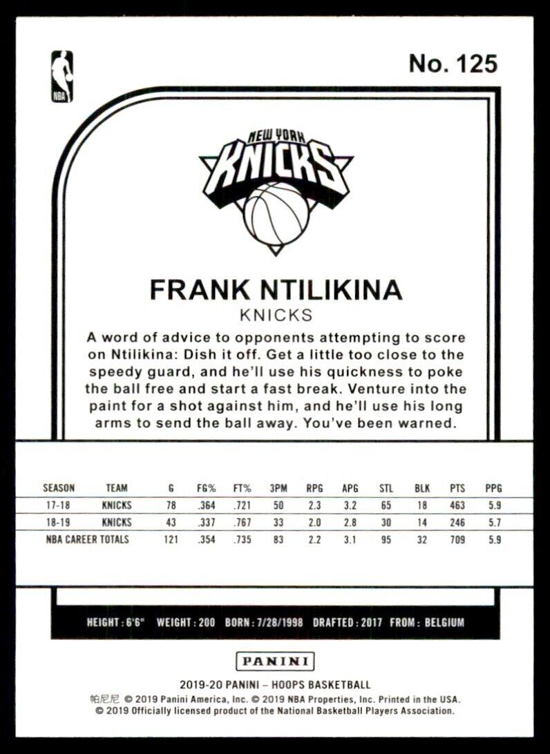 2019-20 NBA HOOPS* FRANK NTILIKINA. NEW YORK KNICKS #125