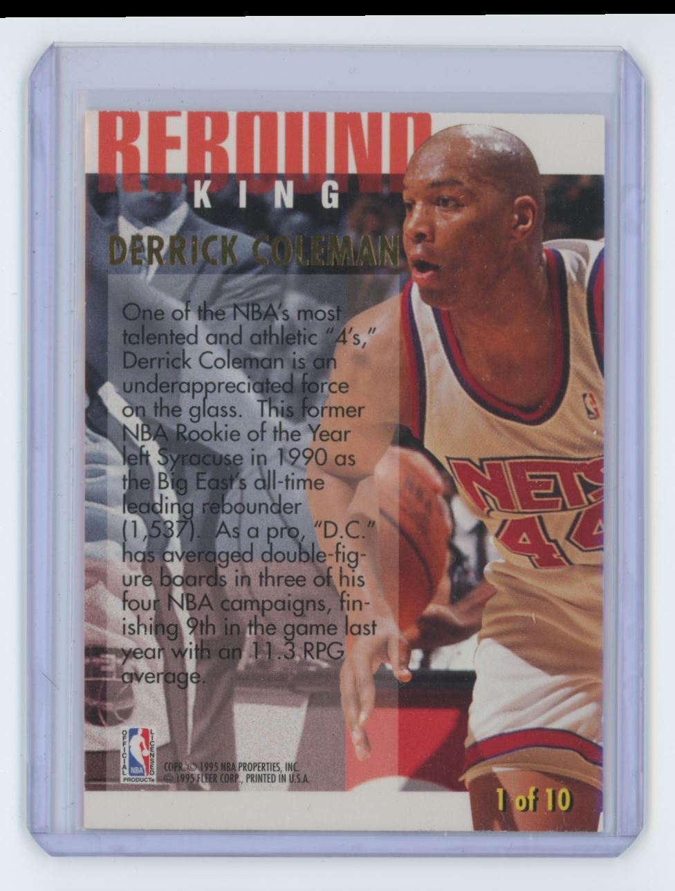 1994-95 Fleer Ultra Rebound King Derrick Coleman Card #1