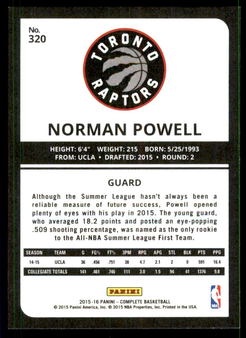 2015-16 Panini Complete Norman Powell Toronto Raptors #320