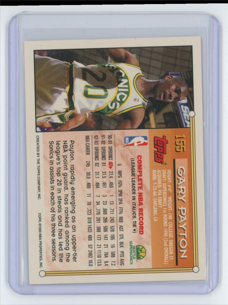 1993-94 Topps Gary Payton A Basketball Card #155