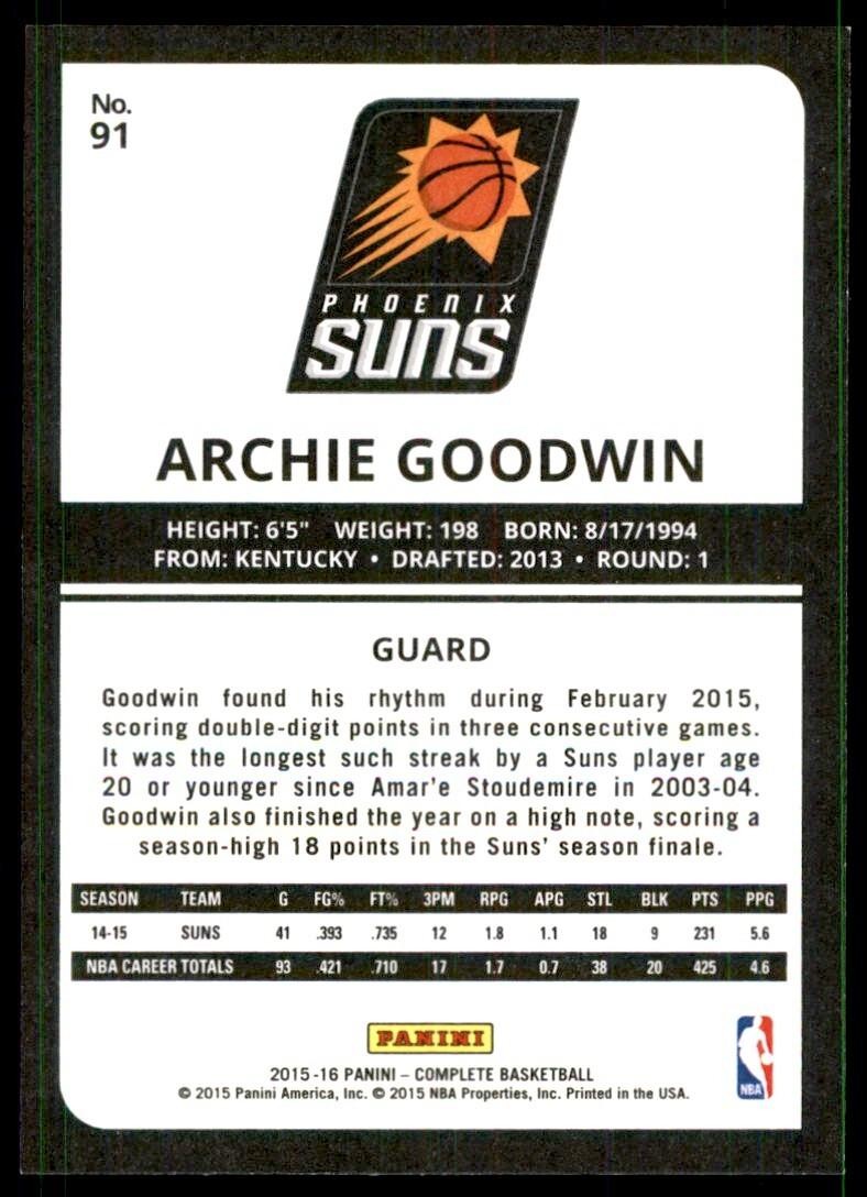 2015-16 Panini Complete: Archie Goodwin 100 Phoenix Suns #91