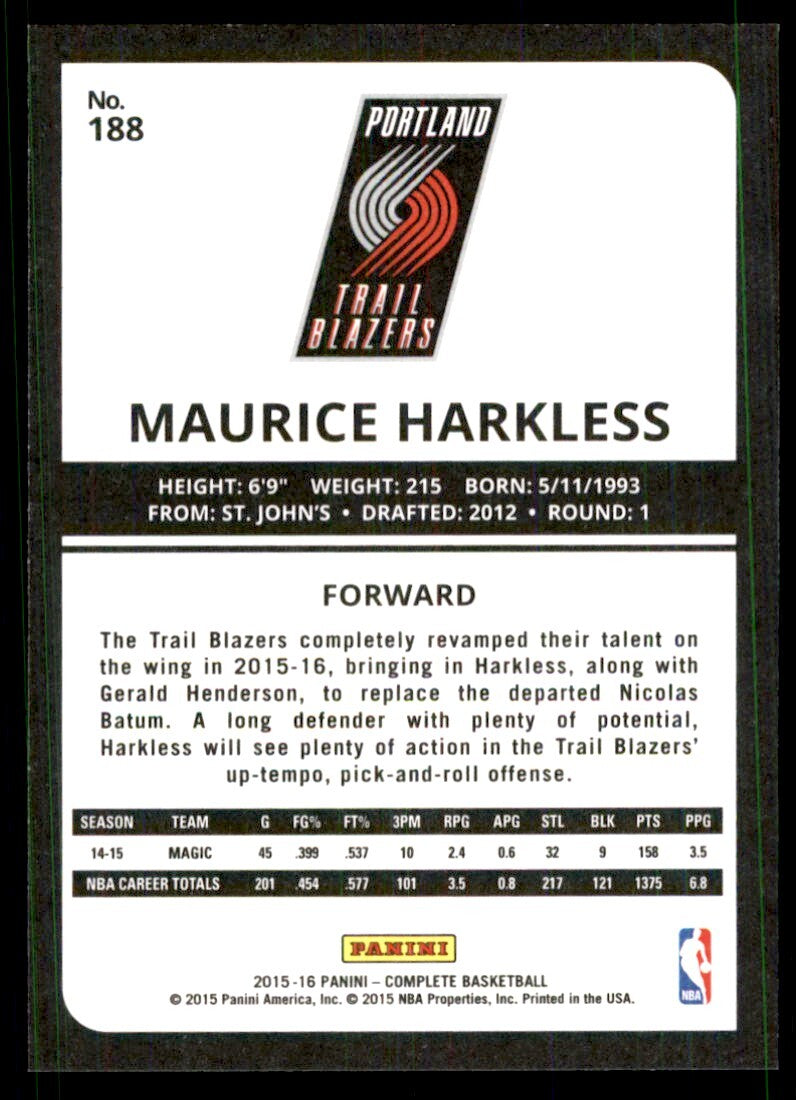 2015-16 Panini Complete: Maurice Harkless 100 Portland Trail Blazers #188