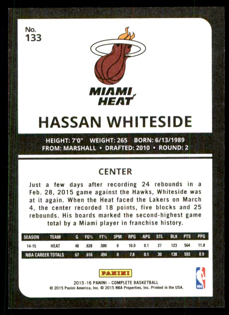 2015-16 Panini Complete- Hassan Whiteside Miami Heat #133