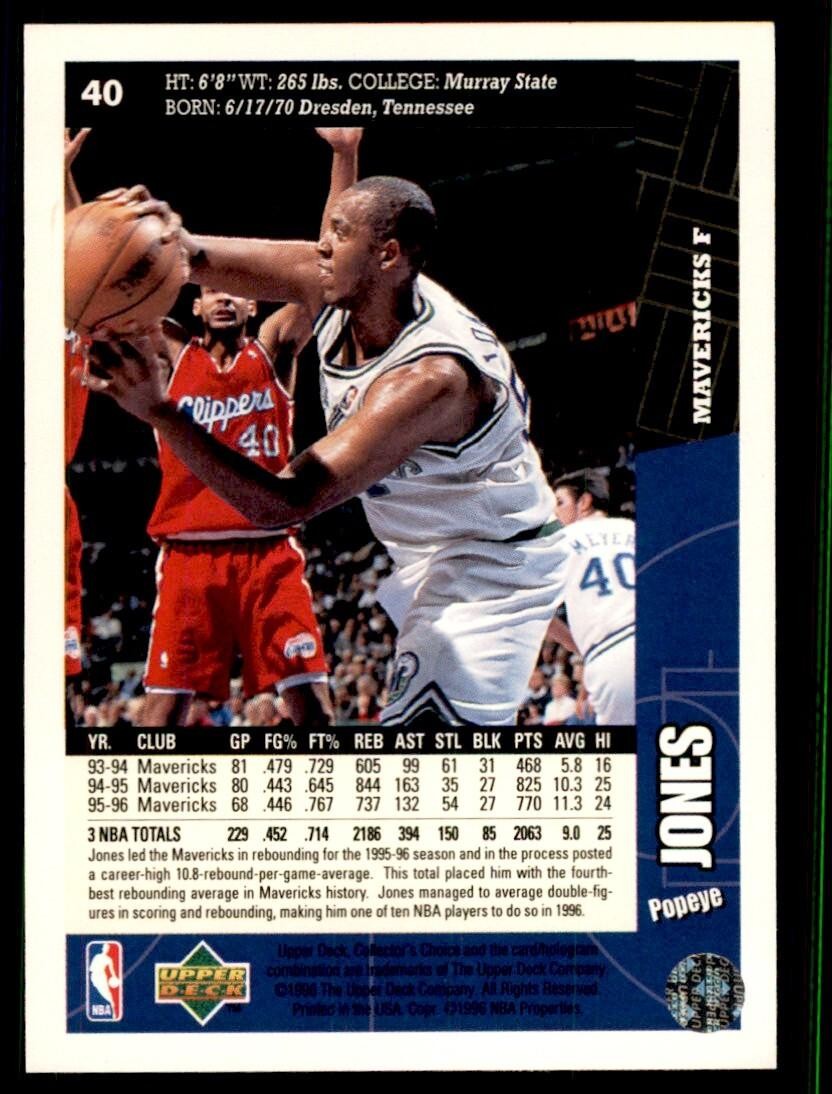 1996-97 Upper Deck Popeye Jones Basketball Cards #40