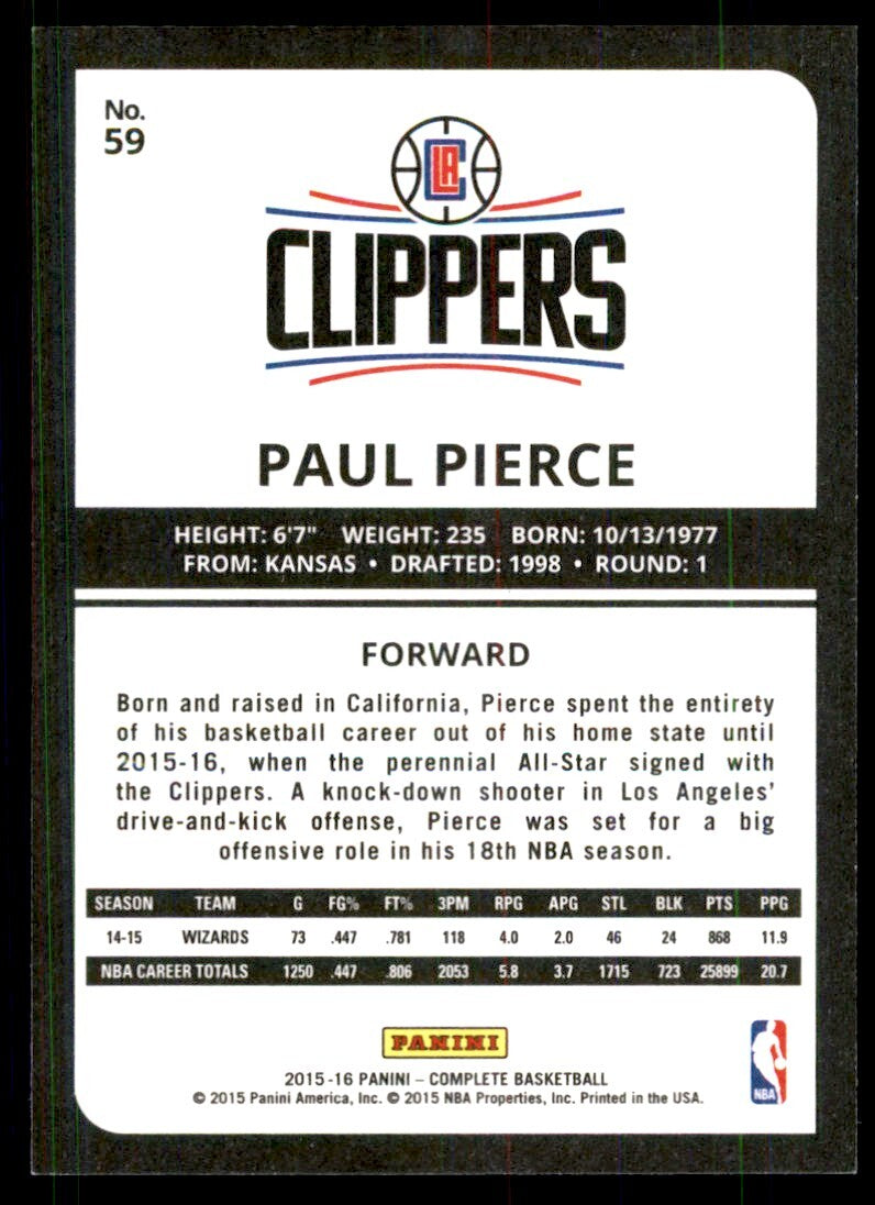 2015-16 Panini Complete* Paul Pierce 100 Los Angeles Clippers #59