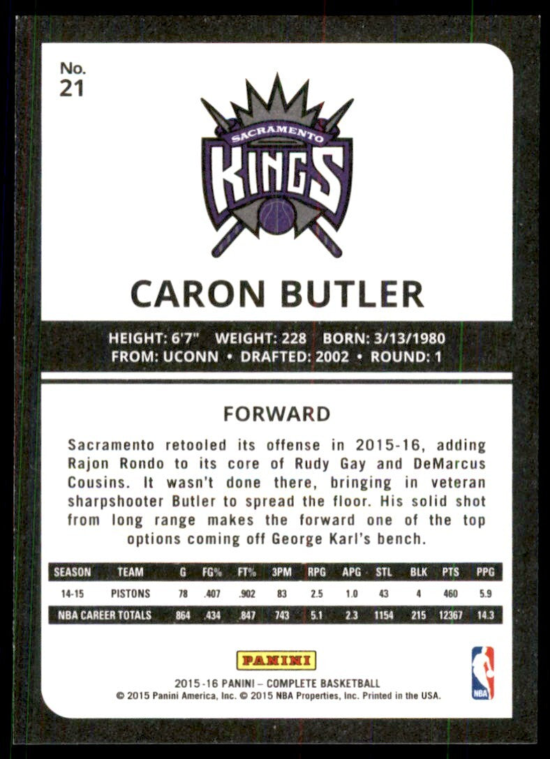 2015-16 Panini Complete* Caron Butler Sacramento Kings #21