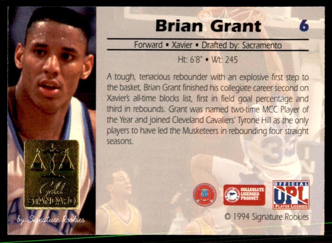 1994-95 Signature Rookies Brian Grant Basketball Cards #6