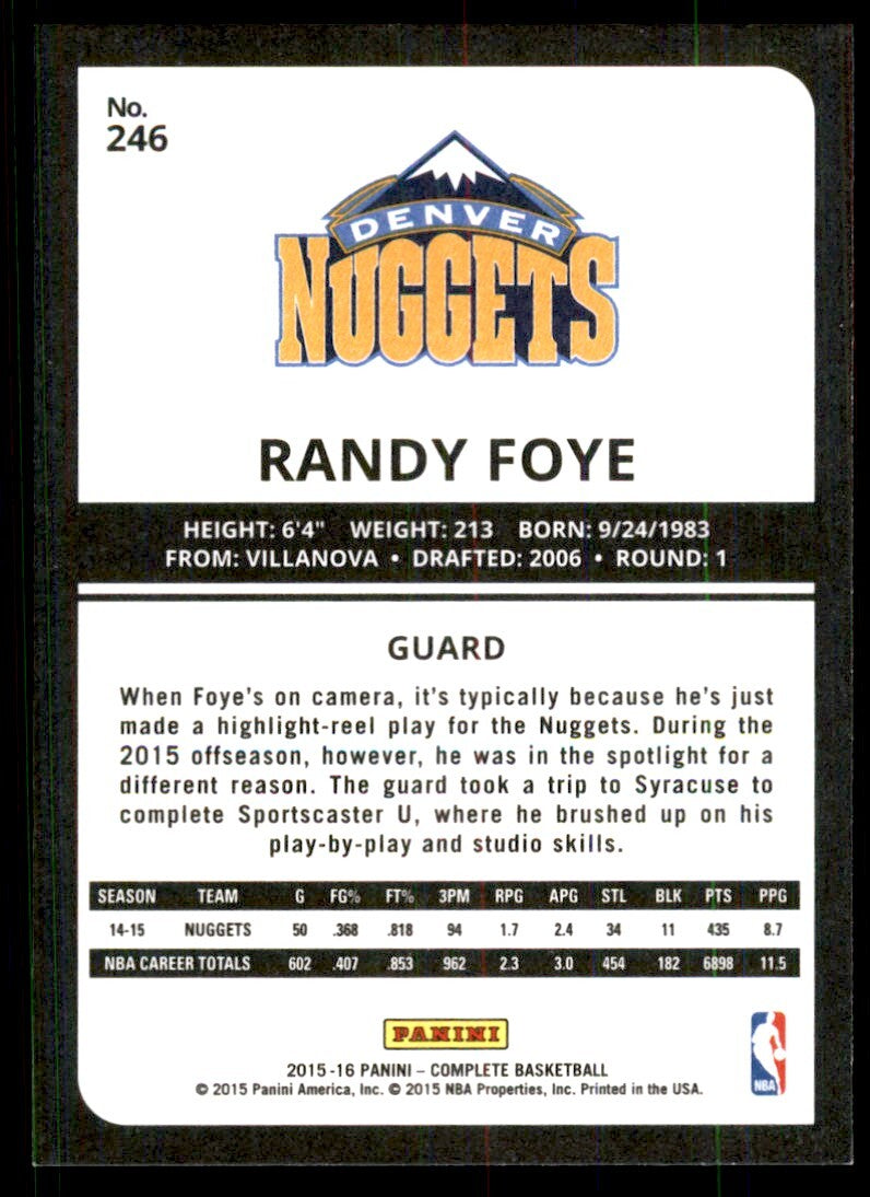 2015-16 Panini Complete* Randy Foye Denver Nuggets #246