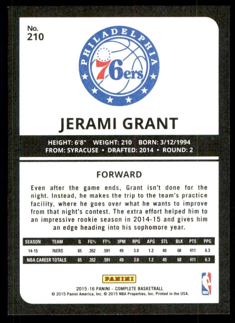 2015-16 Panini Complete^ Jerami Grant Philadelphia 76ers #210