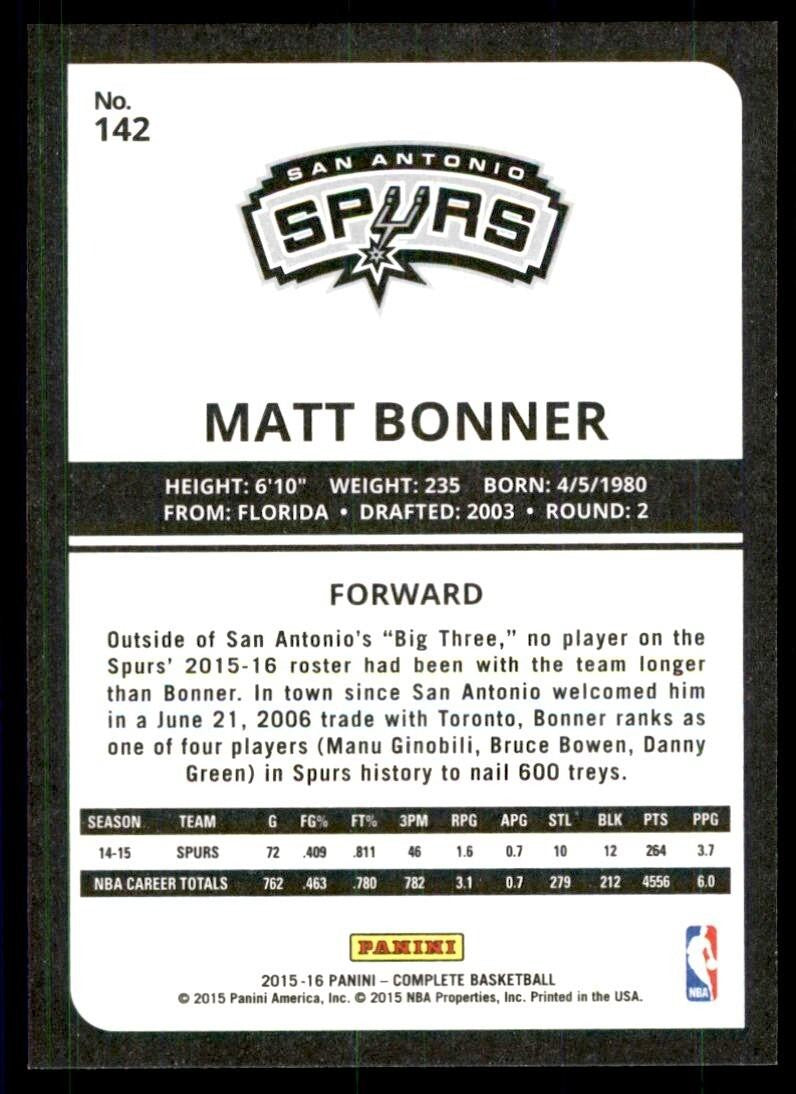 2015-16 Panini Complete] Matt Bonner San Antonio Spurs #142