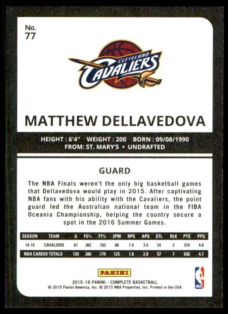 2015-16 Panini Complete] Matthew Dellavedova Cleveland Cavaliers #77