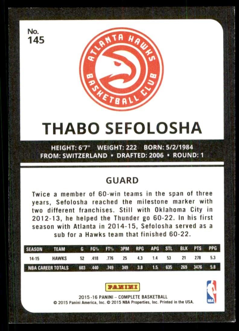 2015-16 Panini Complete] Thabo Sefolosha Atlanta Hawks #145