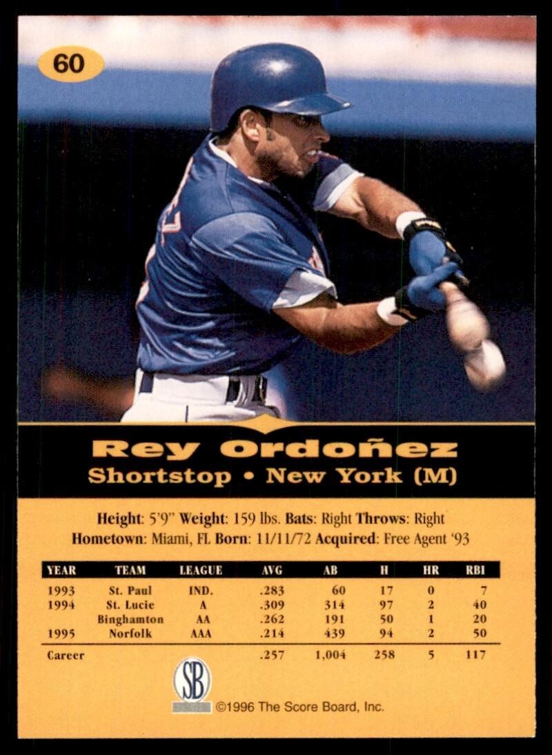 1996-97 Score Board All Sport Rey Ordonez A Baseball Card #60