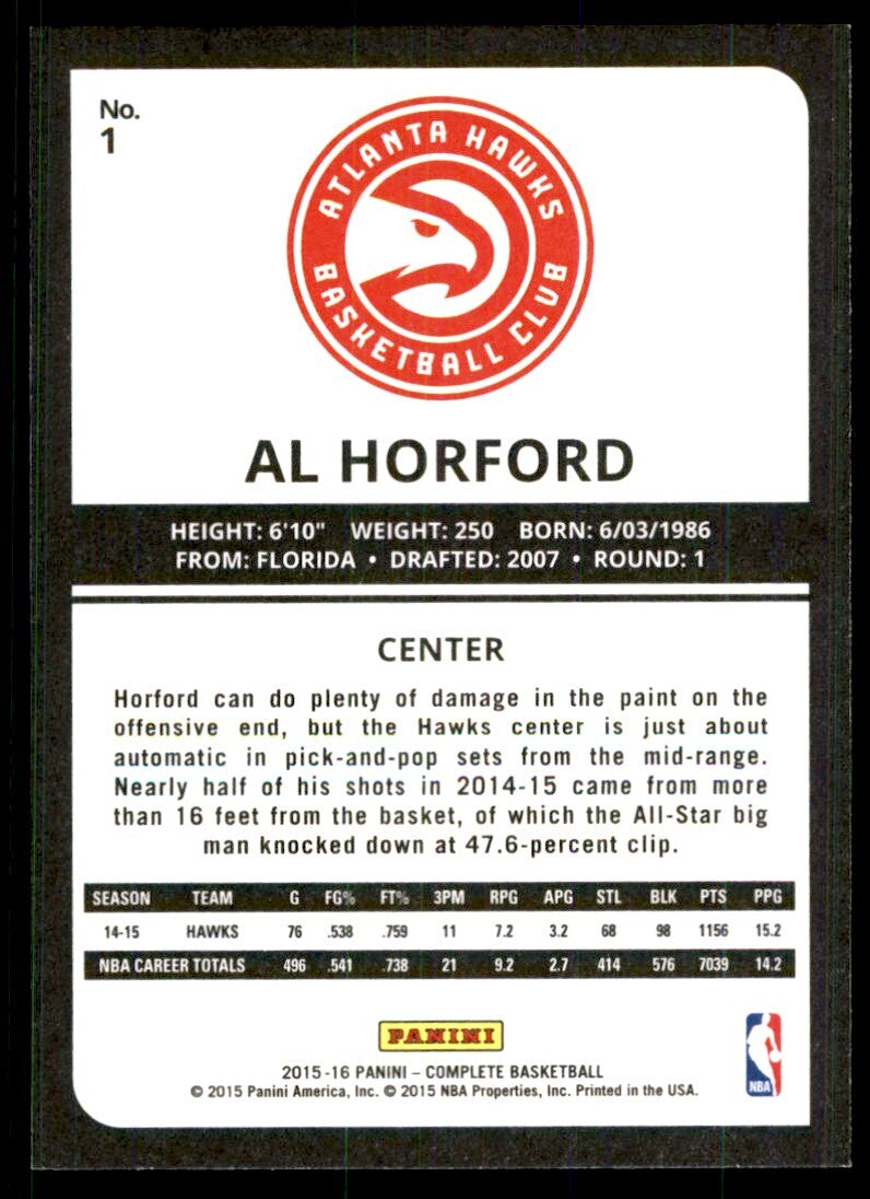 2015-16 Panini Complete! Al Horford Atlanta Hawks #1