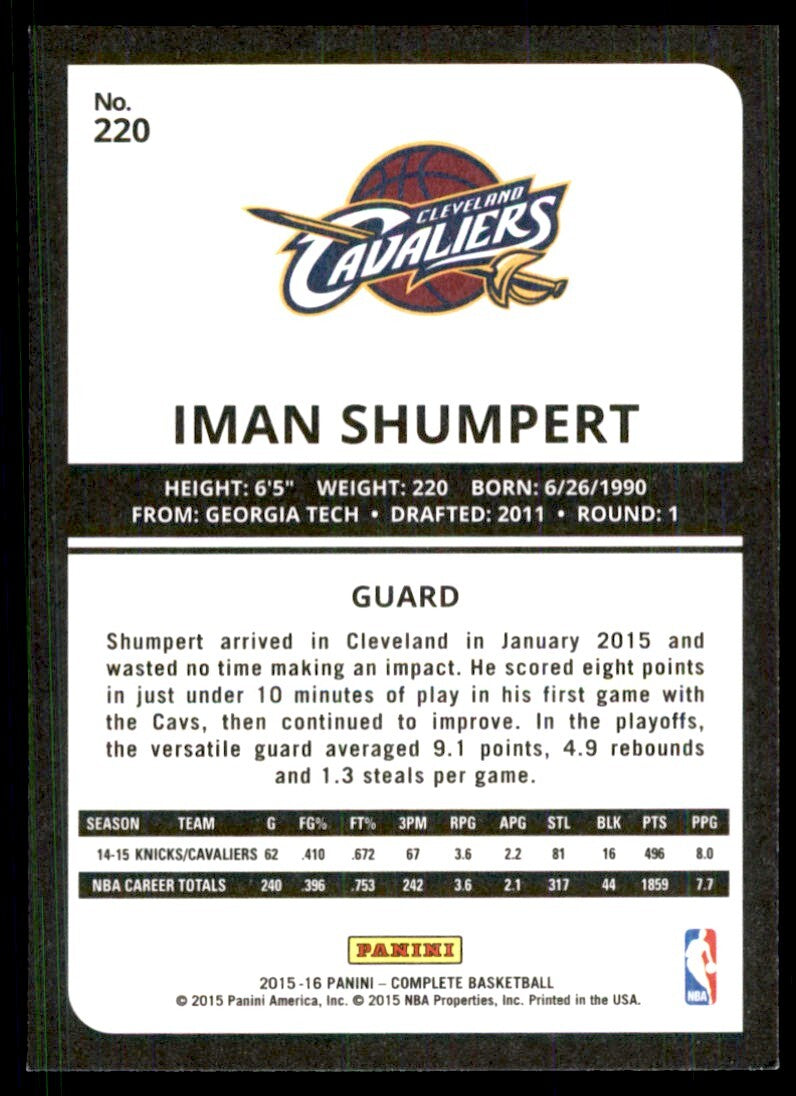 2015-16 Panini Complete! Iman Shumpert Cleveland Cavaliers #220