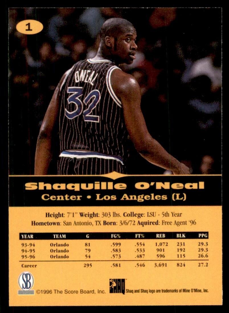 1996-97 Score Board All Sport Shaquille O'Neal Basketball Card #1