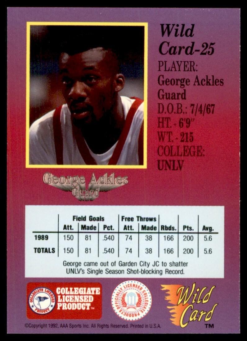 1992-93 Wild Card George Ackles Basketball Cards #25