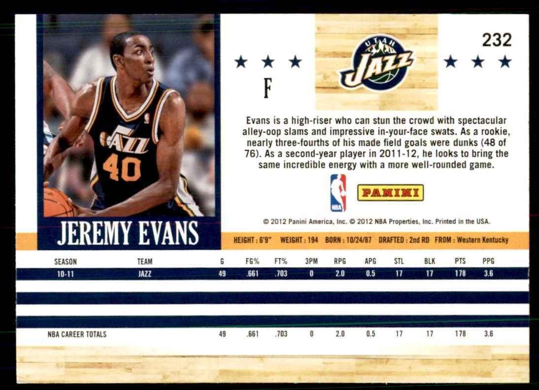 2011-12 Hoops Jeremy Evans Utah Jazz #232