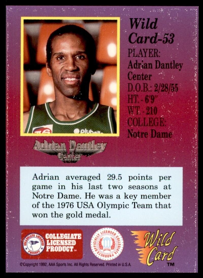 1992-93 Wild Card Adrian Dantley Basketball Cards #53