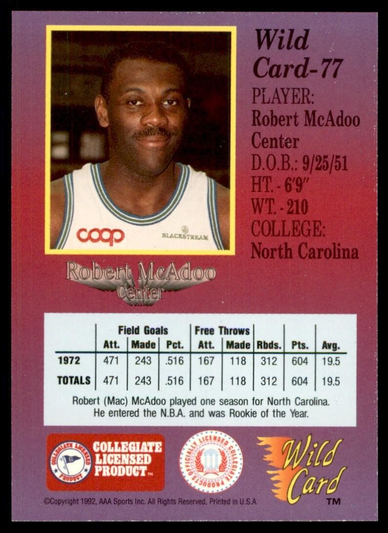 1992-93 Wild Card Bob McAdoo Basketball Cards #77