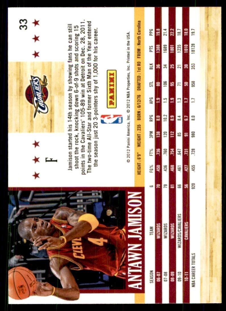 2011-12 NBA Hoops. Antawn Jamison. Cleveland Cavaliers #33
