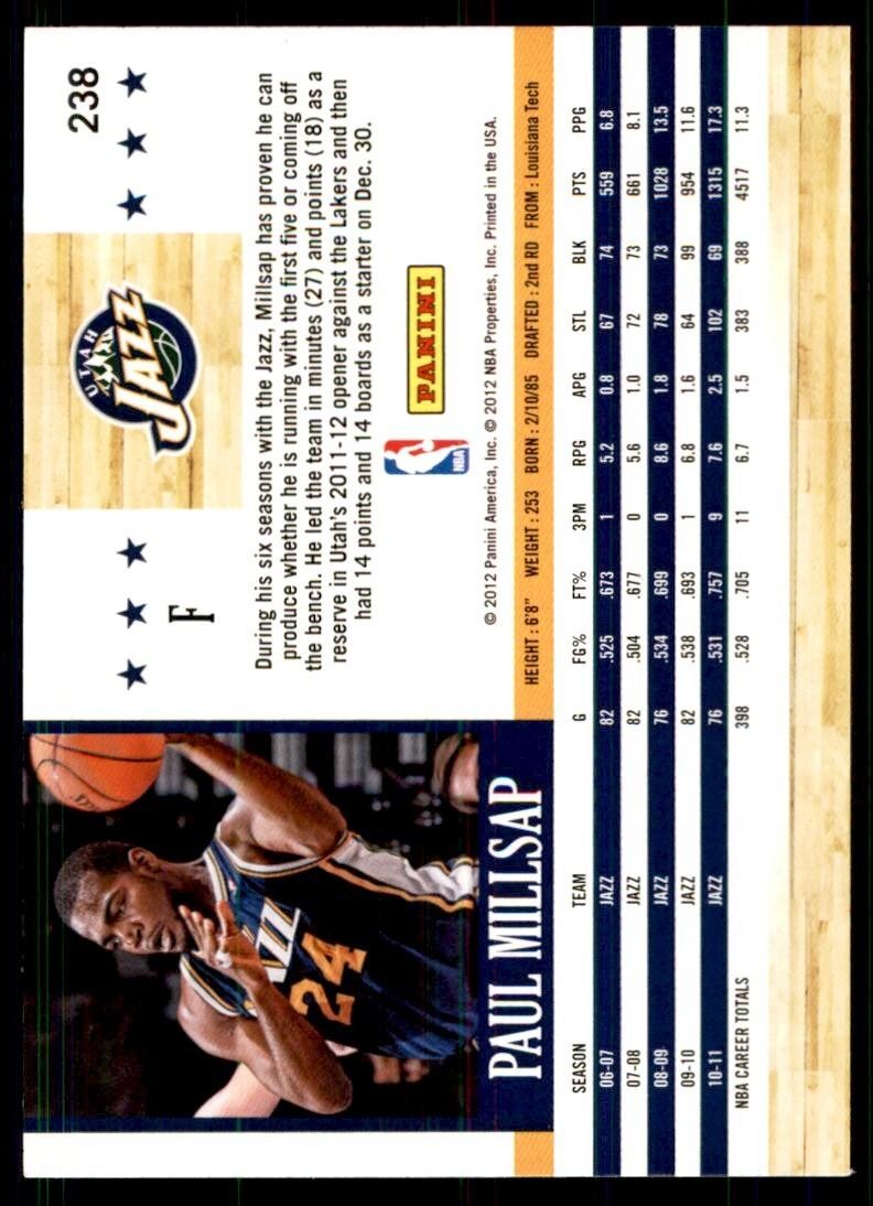 2011-12 NBA Hoops} Paul Millsap Utah Jazz #238
