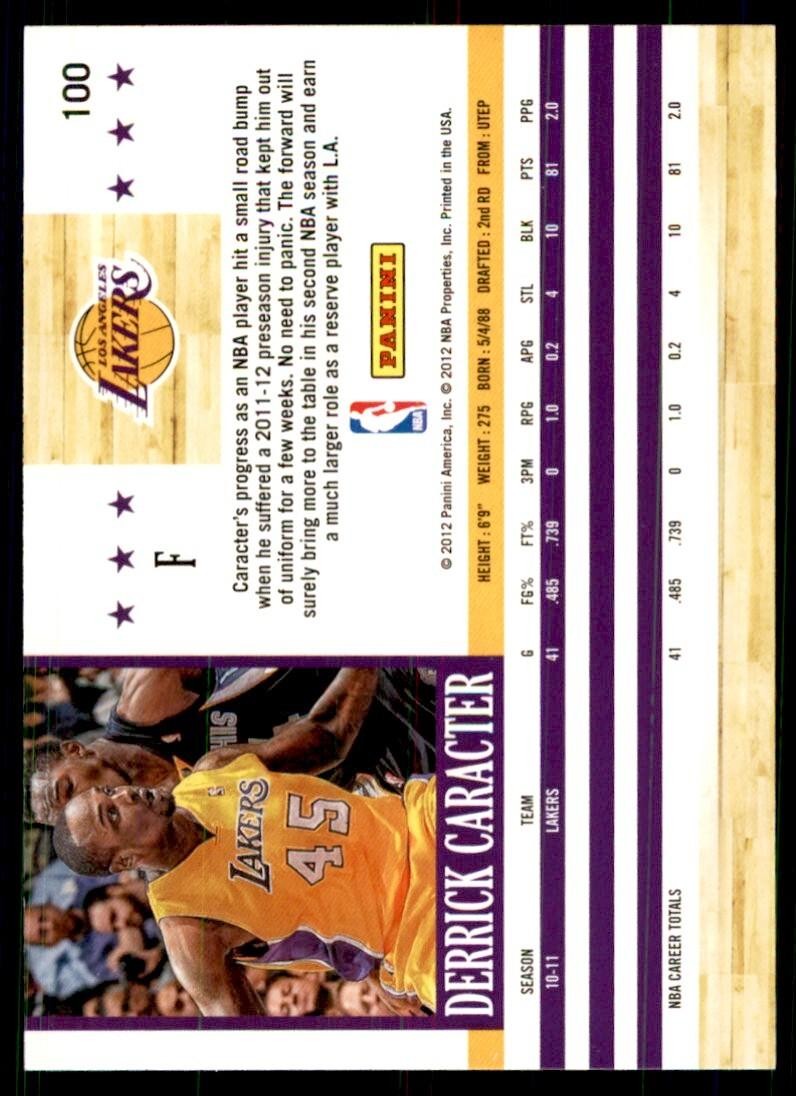 2011-12 NBA Hoops} Derrick Caracter Los Angeles Lakers #100