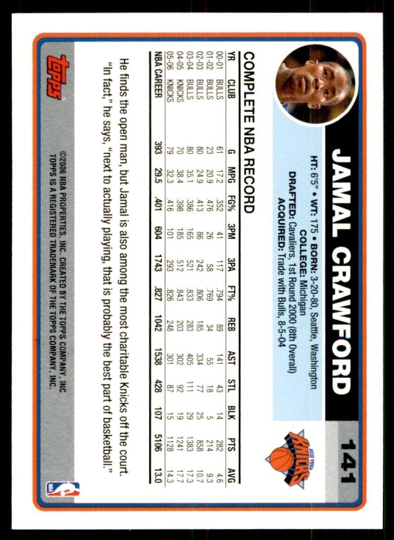 2006-07 Topps. Jamal Crawford New York Knicks #141