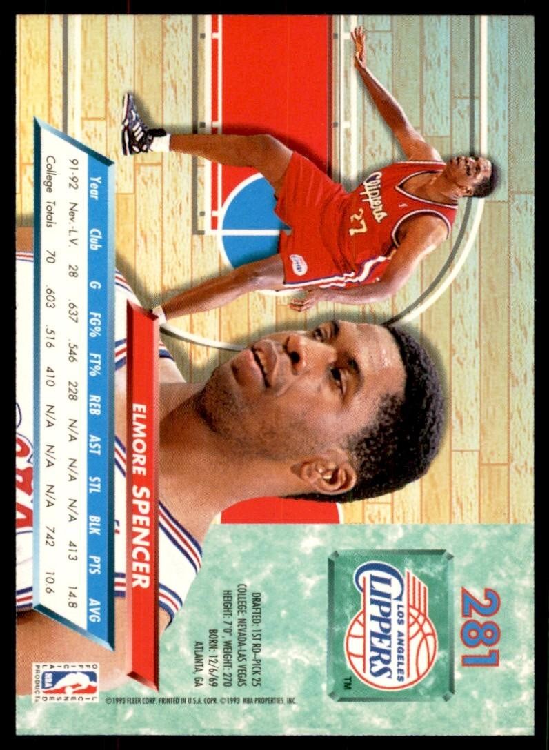 1992-93 Fleer Ultra Elmore Spencer Basketball Cards #281