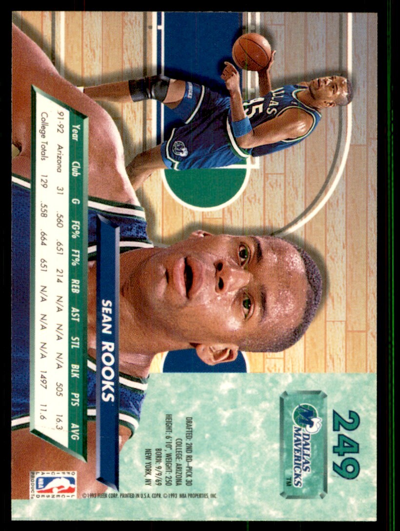 1992-93 Fleer Ultra Sean Rooks Basketball Cards #249