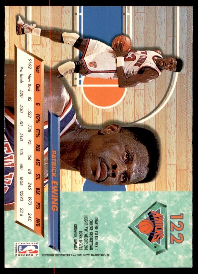 1992-93 Fleer Ultra Patrick Ewing Basketball Cards #122