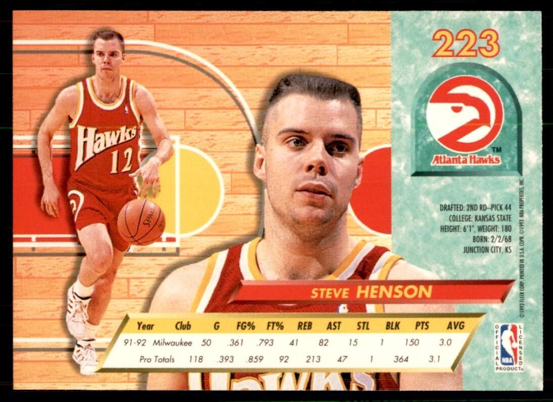 1992-93 Ultra Fleer Steve Henson Basketball Cards #223