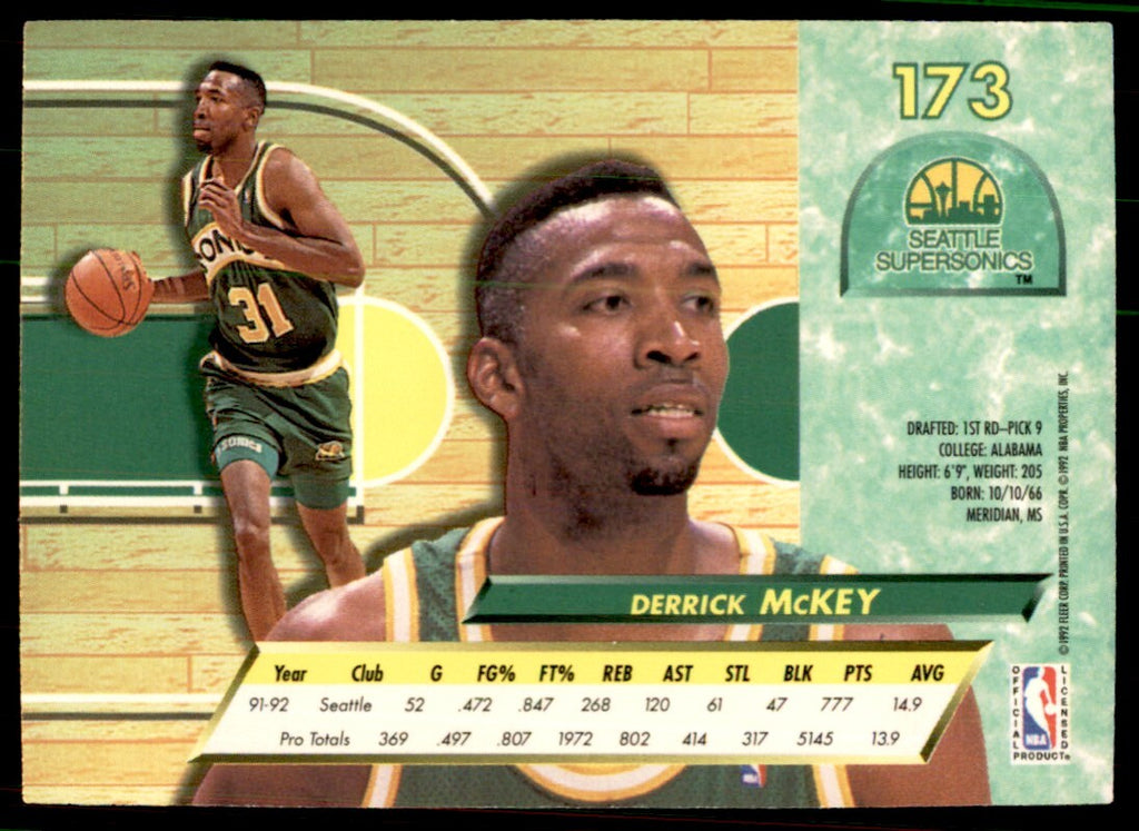 1992-93 Ultra Fleer Derrick McKey Basketball Cards #173