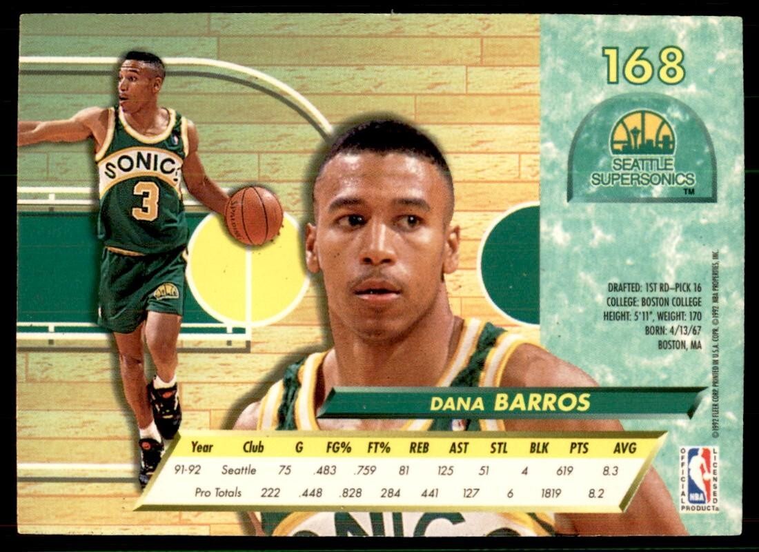 1992-93 Ultra Fleer Dana Barros Basketball Cards #168