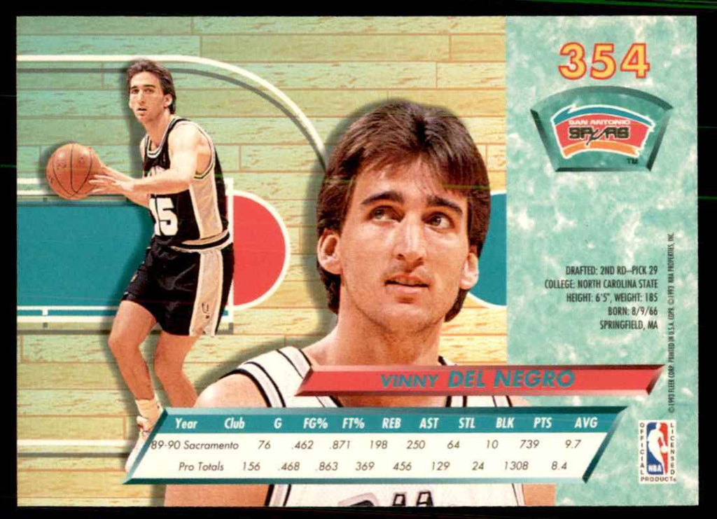1992-93 Ultra Fleer Vinny Del Negro Basketball Cards #354