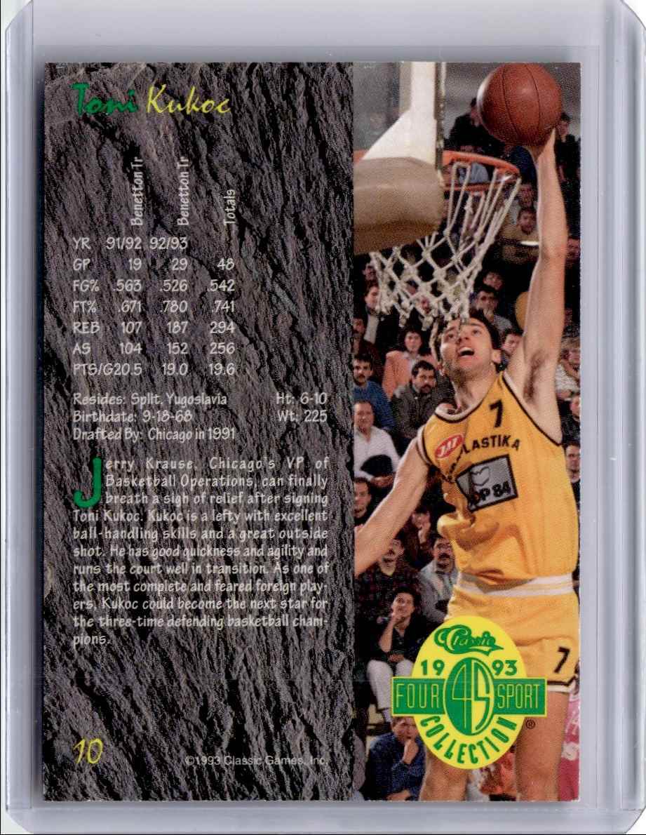 1993-94 Classic Four Sport Toni Kukoc Basektball Card #10