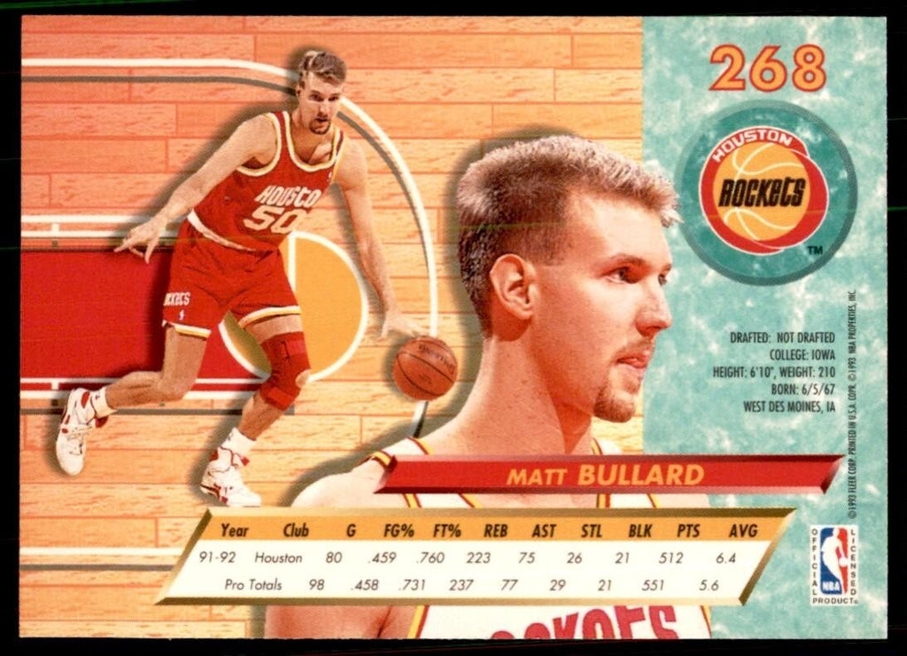 1992-93 Ultra Fleer Matt Bullard Basketball Cards #268
