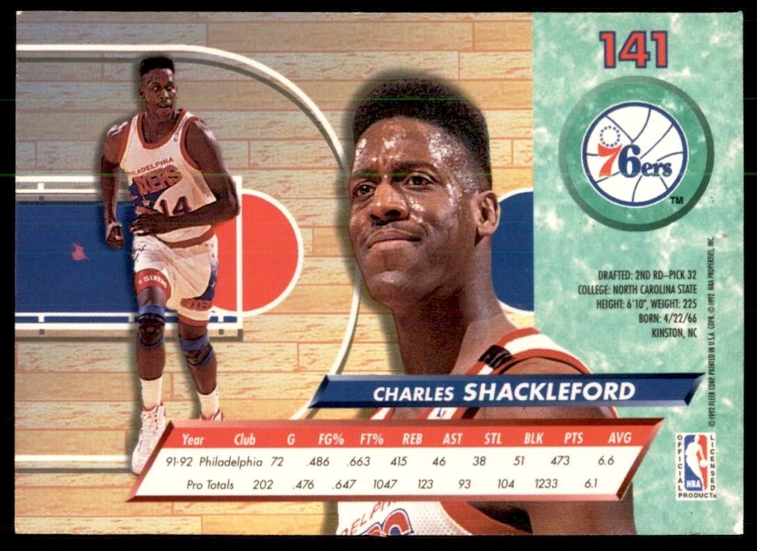 1992-93 Fleer Ultra Charles Shackleford Basketball Cards #141