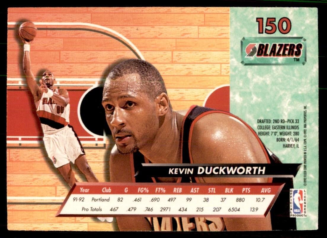 1992-93 Fleer Ultra Kevin Duckworth Basketball Cards #150