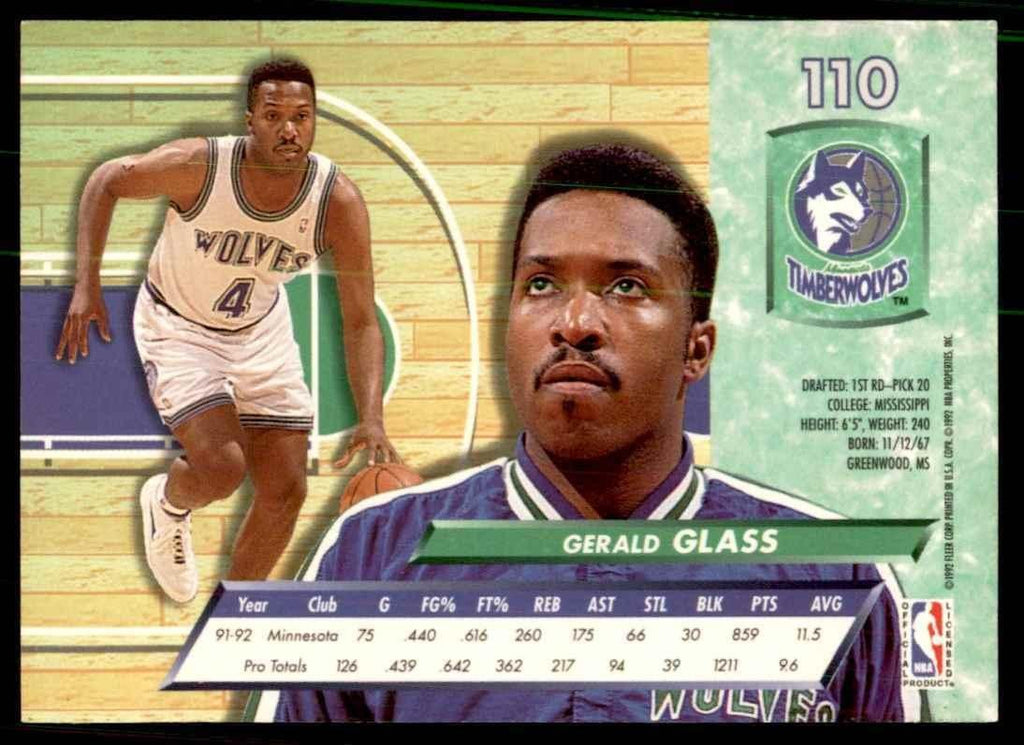 1992-93 Fleer Ultra Gerald Glass Basketball Cards #110
