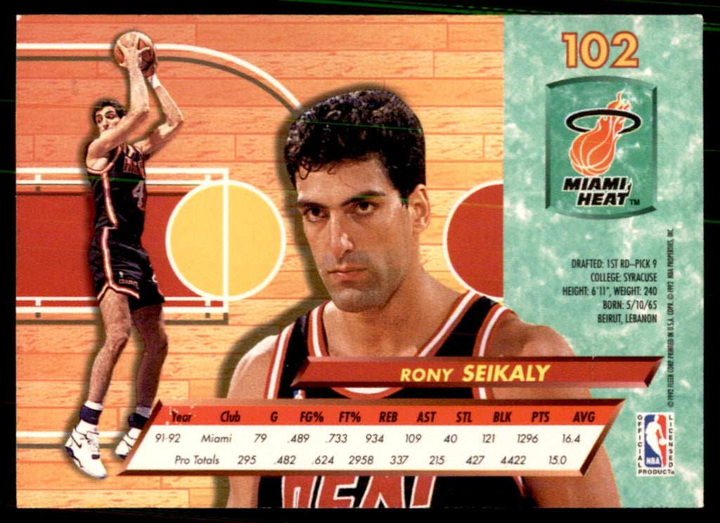 1992-93 Fleer Ultra Rony Seikaly Basketball Cards #102