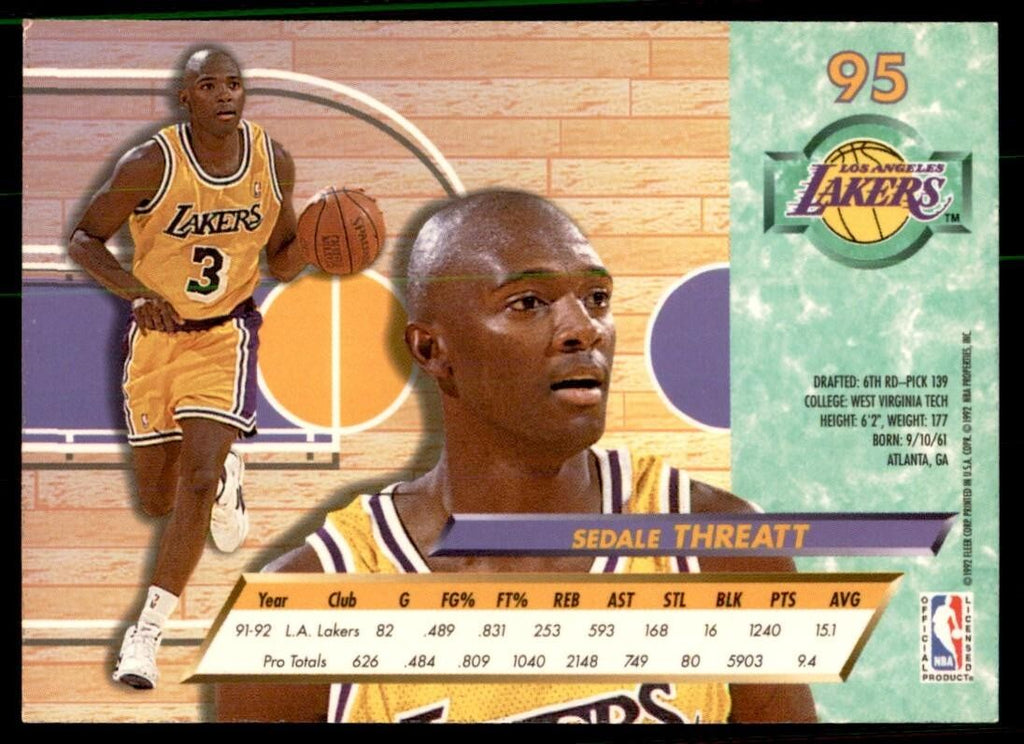1992-93 Fleer Ultra Sedale Threatt Basketball Cards #95