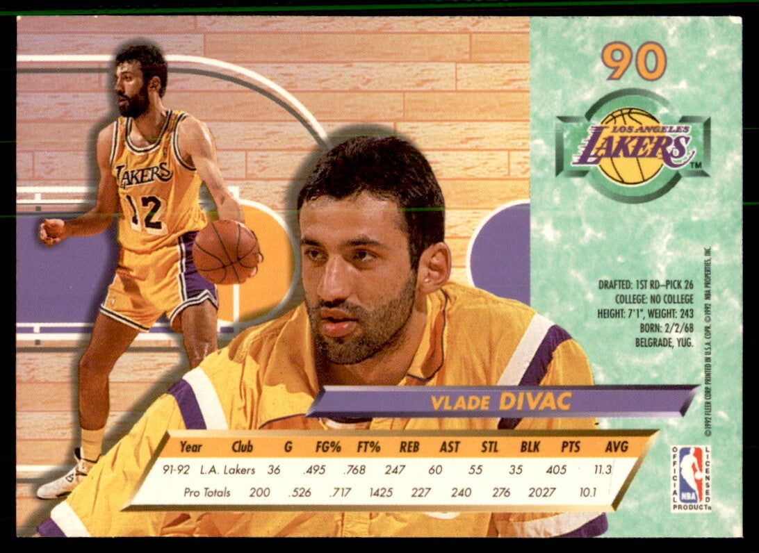 1992-93 Fleer Ultra Vlade Divac Basketball Cards #90