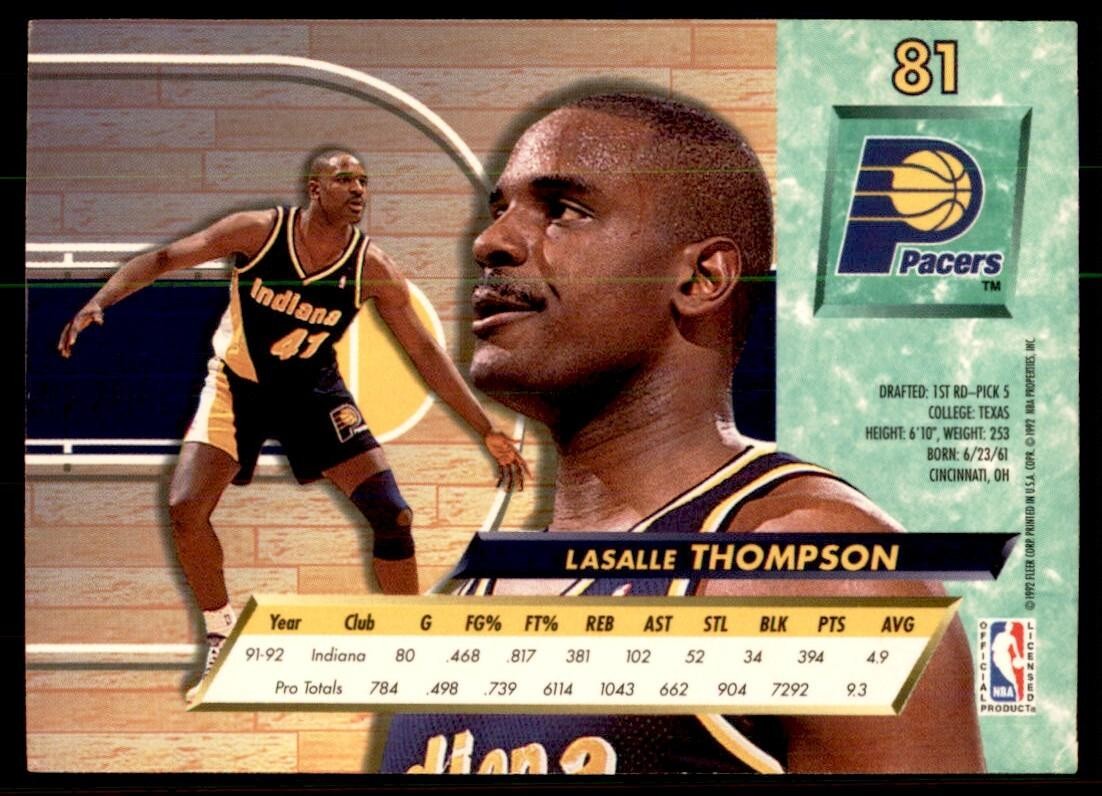 1992-93 Fleer Ultra LaSalle Thompson Basketball Cards #81