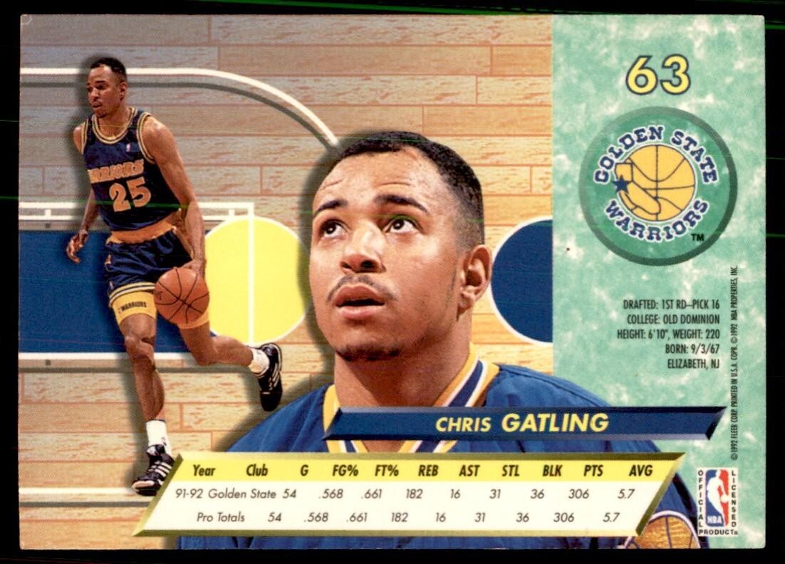 1992-93 Fleer Ultra Chris Gatling Basketball Cards #63