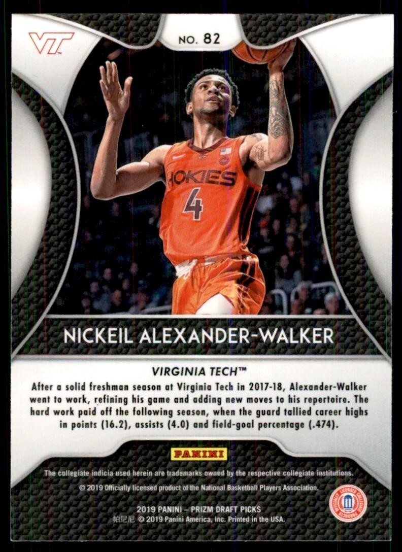 2019-20 Panini Prizm Draft Picks Nickeil Alexander-Walker 102 Virginia Tech